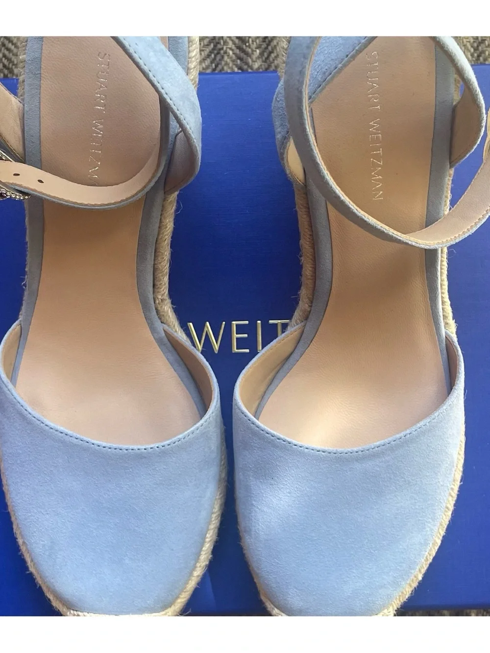 Stuart Weitzman Espadrille Wedge with crystal-encrusted buckle Size 8, NEW